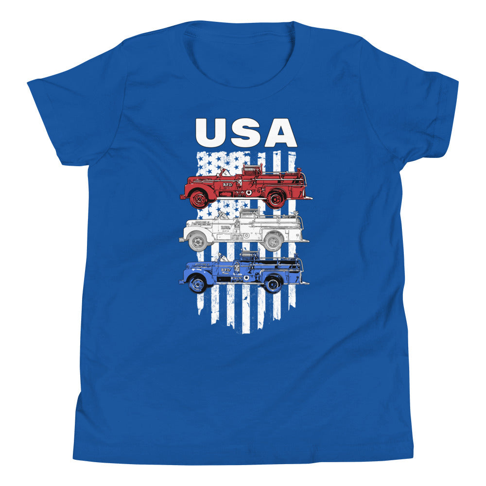 Red, White, and Blue Engine (Youth Short Sleeve T-Shirt)